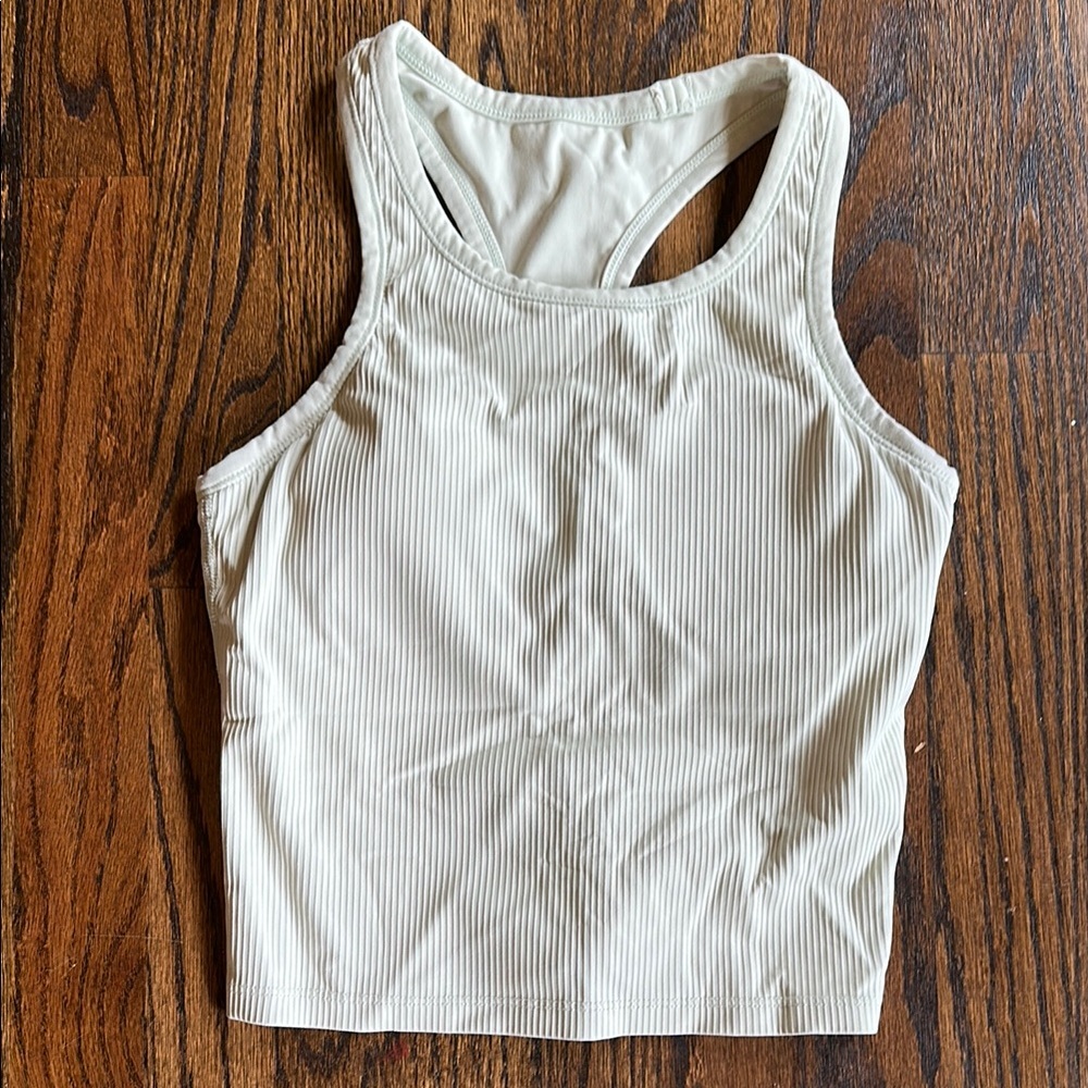 Women's White Ribbed Tank Top